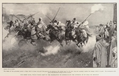 Das Land der Mauren, das Schafrennen, das Teil der Feier zur Erinnerung an das Opfer von Isaak durch Abraham ist